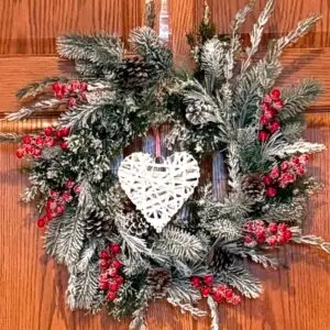 Winter Wreath with Wicker Heart