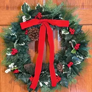 Pine, Holly and White Berries Wreath